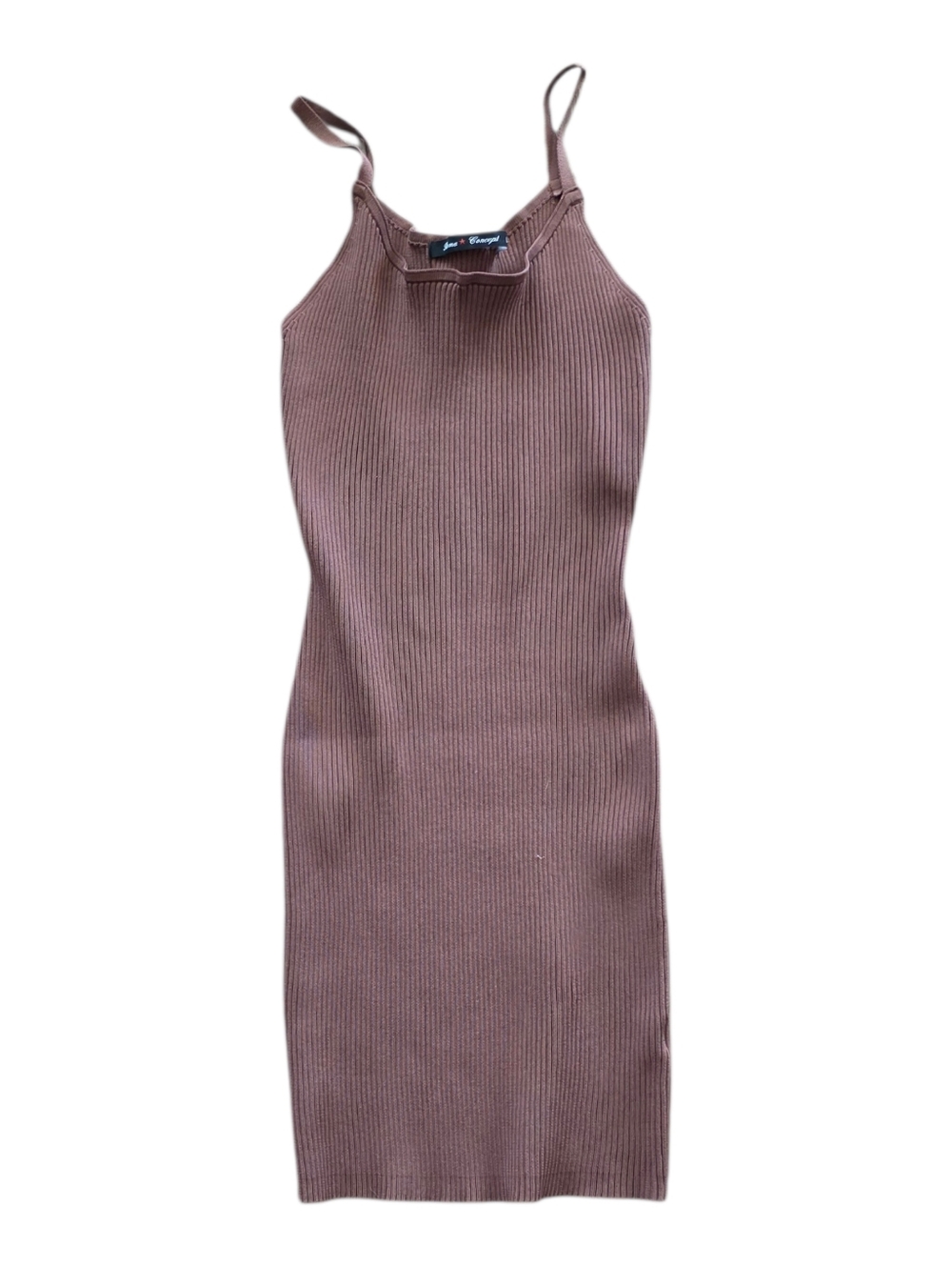 Roma Concept Brown Ribbed Mini Bodycon Tank Dress L